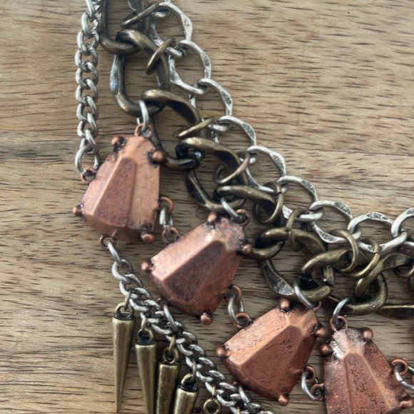 Urban Outfitters chunky linked necklace collar choker spike bib edgy - Picture 3 of 15